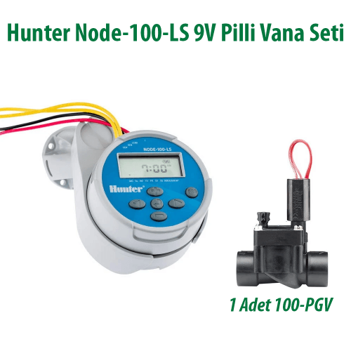 Hunter NODE-100-LS 1 İstasyonlu Pilli Kontrol Ünitesi 9V. Ve 100PGV Vana Seti