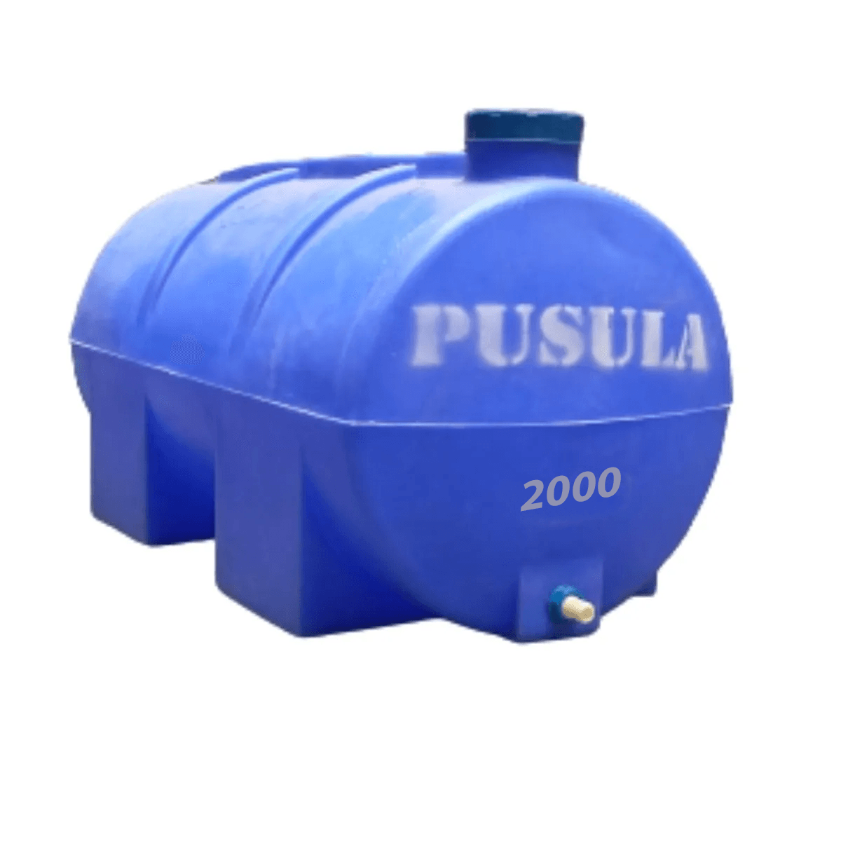 Pusula Su Depoları Polietilen 2.000 LT Mavi Yatay Su Deposu / Vanalı