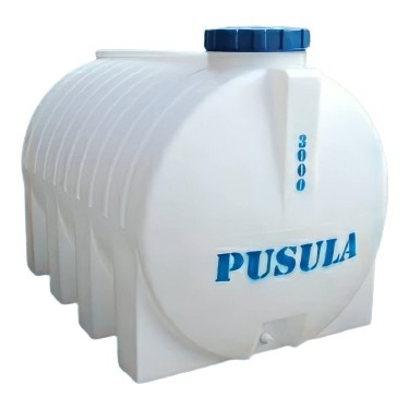 Pusula Su Depoları Polietilen 3.000 LT Beyaz Yatay Su Deposu / Vanalı